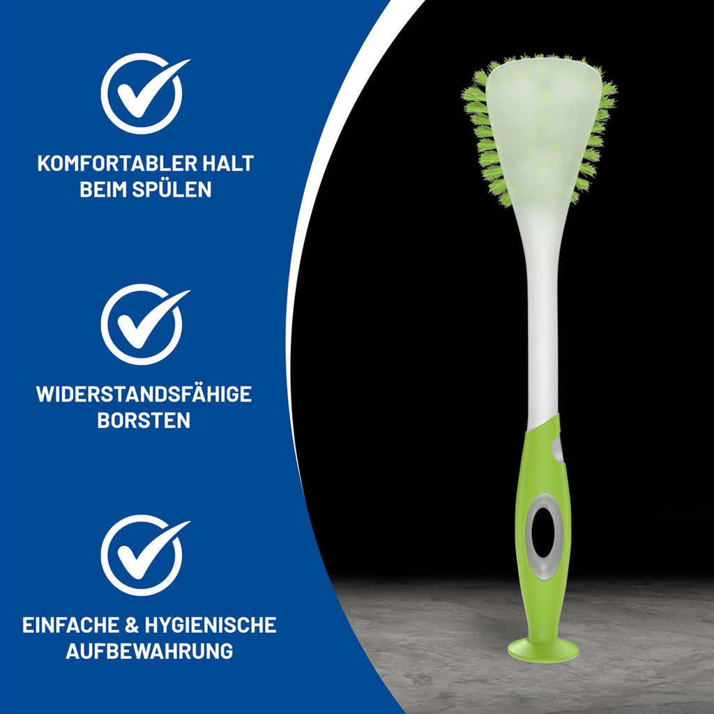Rival 3er Set Spülbürste Trapez mit gummiertem Griff & Saugfuß limegrün