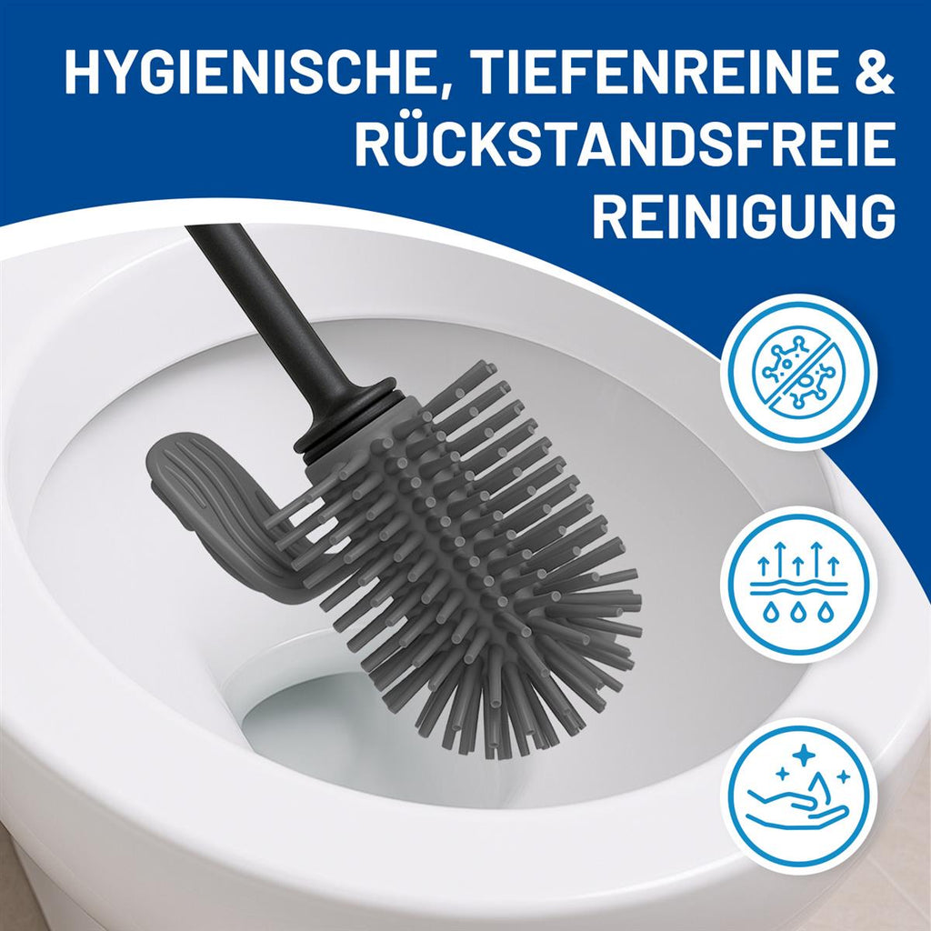 Rival WC-Garnitur Meiler anthrazit mit Gumminoppenbürste & Randreiniger