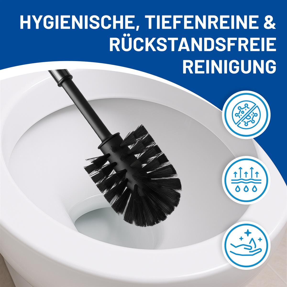 Rival WC-Garnitur Ergonomic mit verchromtem Stiel & Rundbürste weiß