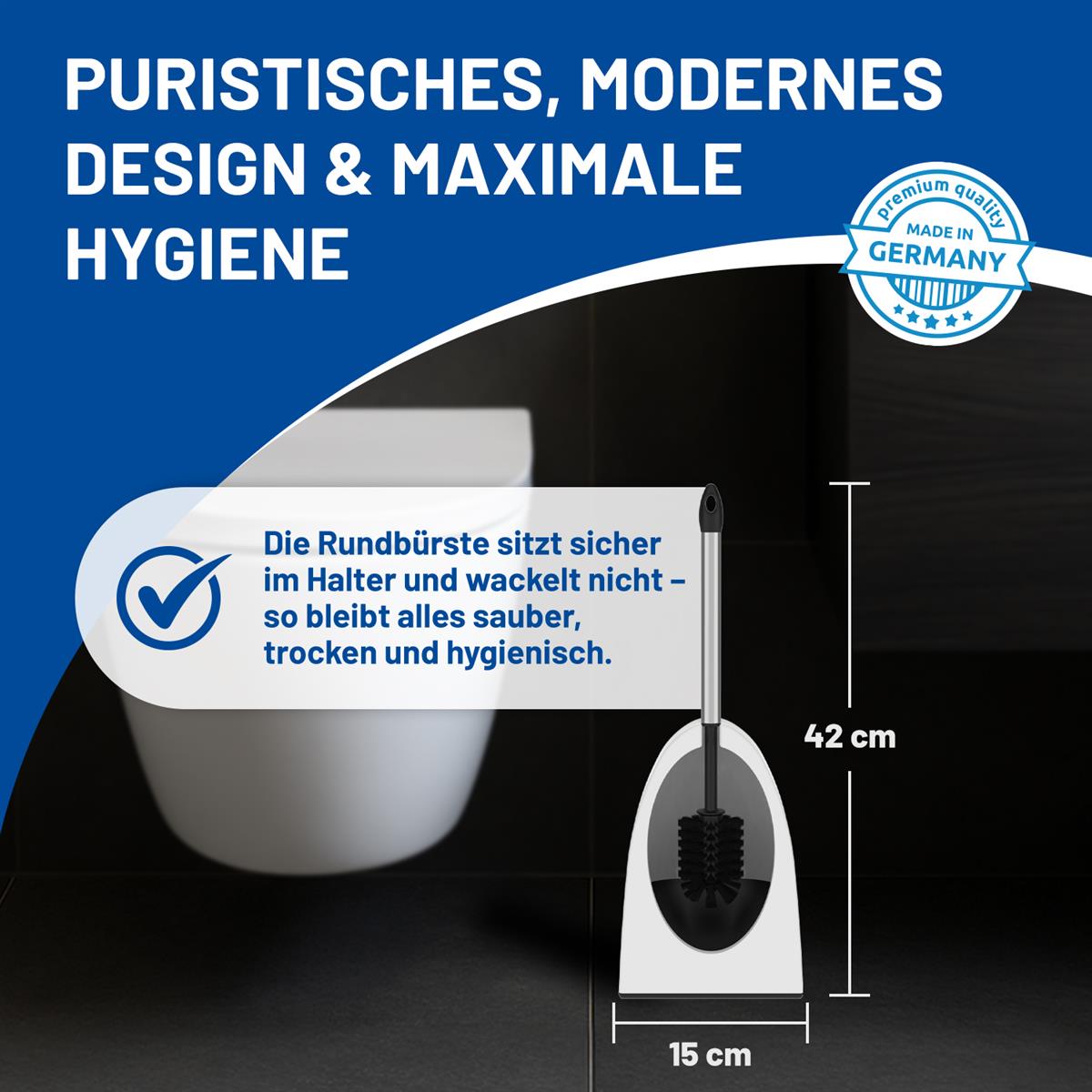 Rival WC-Garnitur Ergonomic mit verchromtem Stiel & Rundbürste weiß