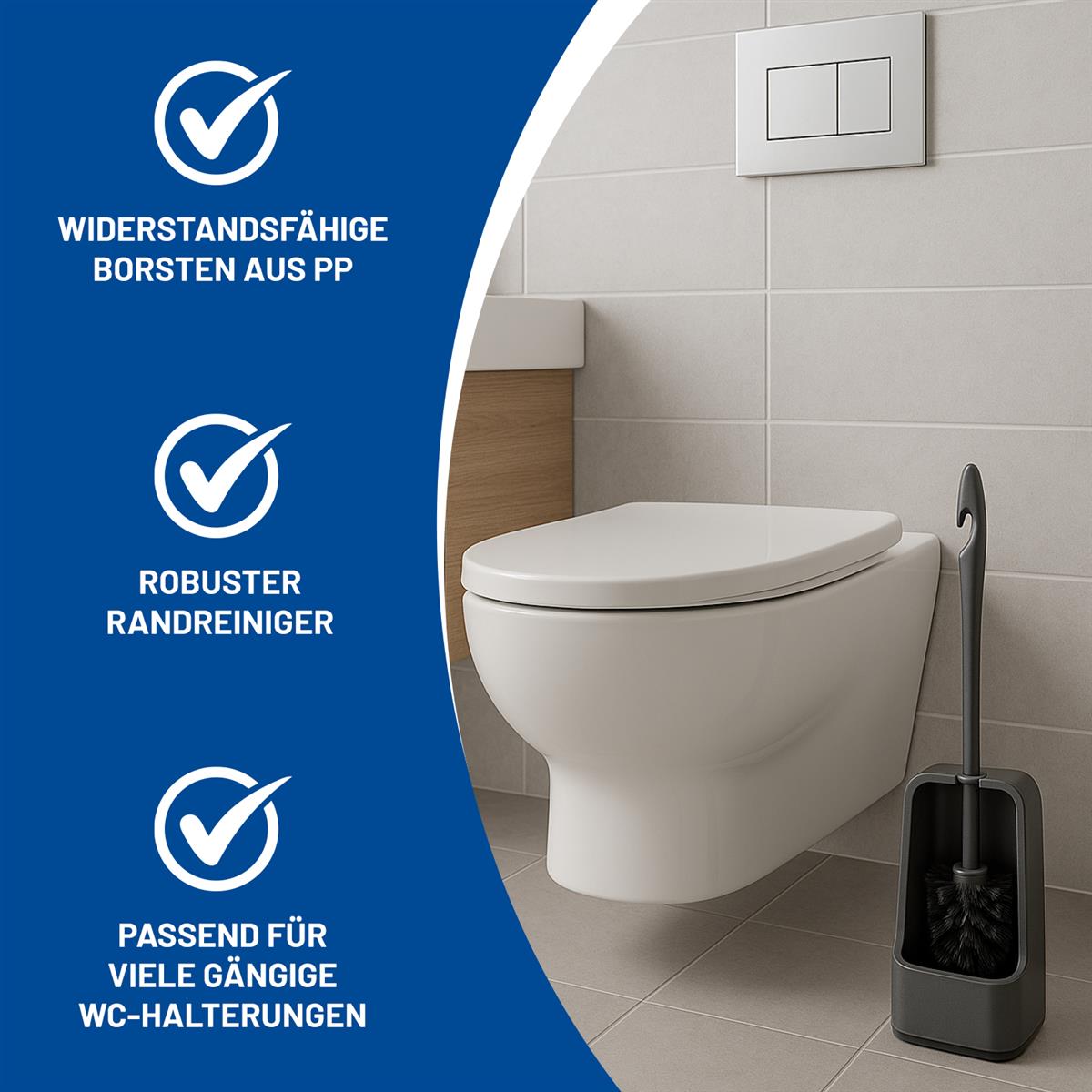 Rival 4er Set WC-Randreinigerbürste Smart Line mit PP-Borsten