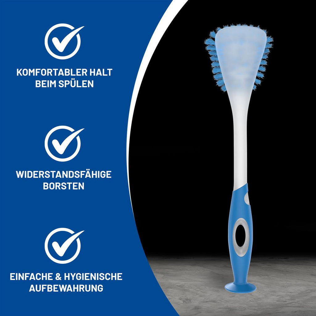 Rival 3er Set Spülbürste Trapez mit gummiertem Griff & Saugfuß blau