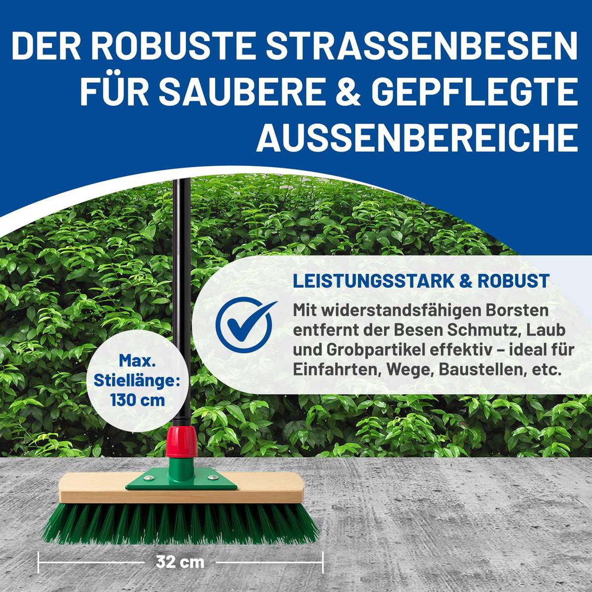 Rival 3-teiliges Garten-Set – enthält Besen mit Stiel (Breite: 32 cm)