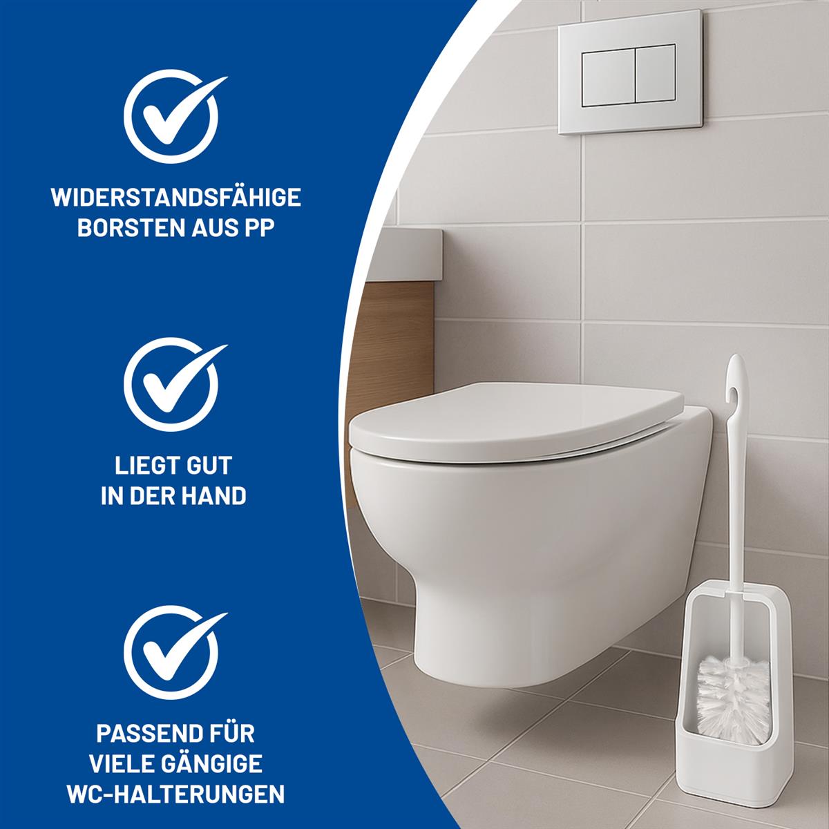 Rival 5er Set WC-Randreinigerbürste Smart Line mit PP-Borsten weiß