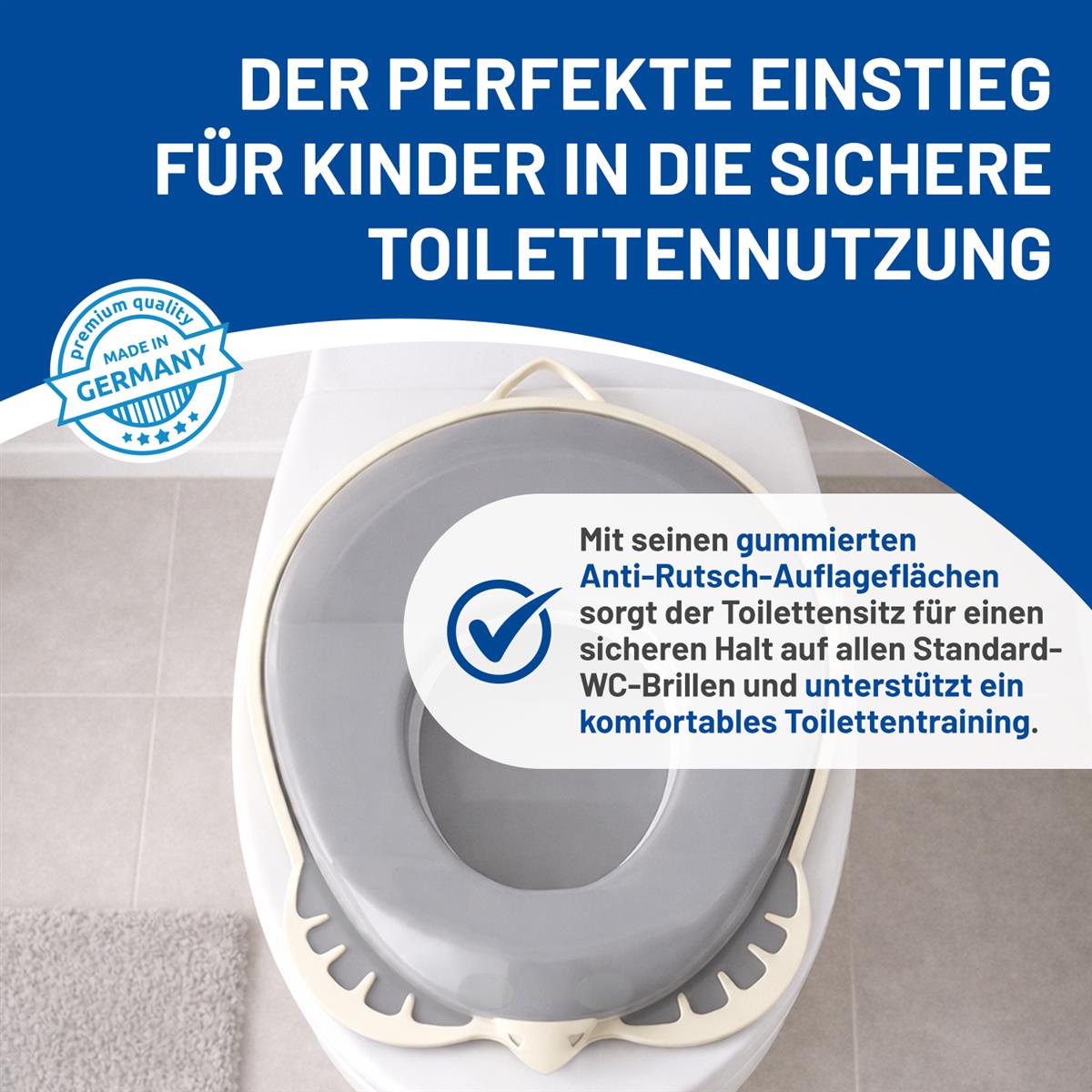 Rival Kinder-Toilettensitz grau/weiß mit Gummierung
