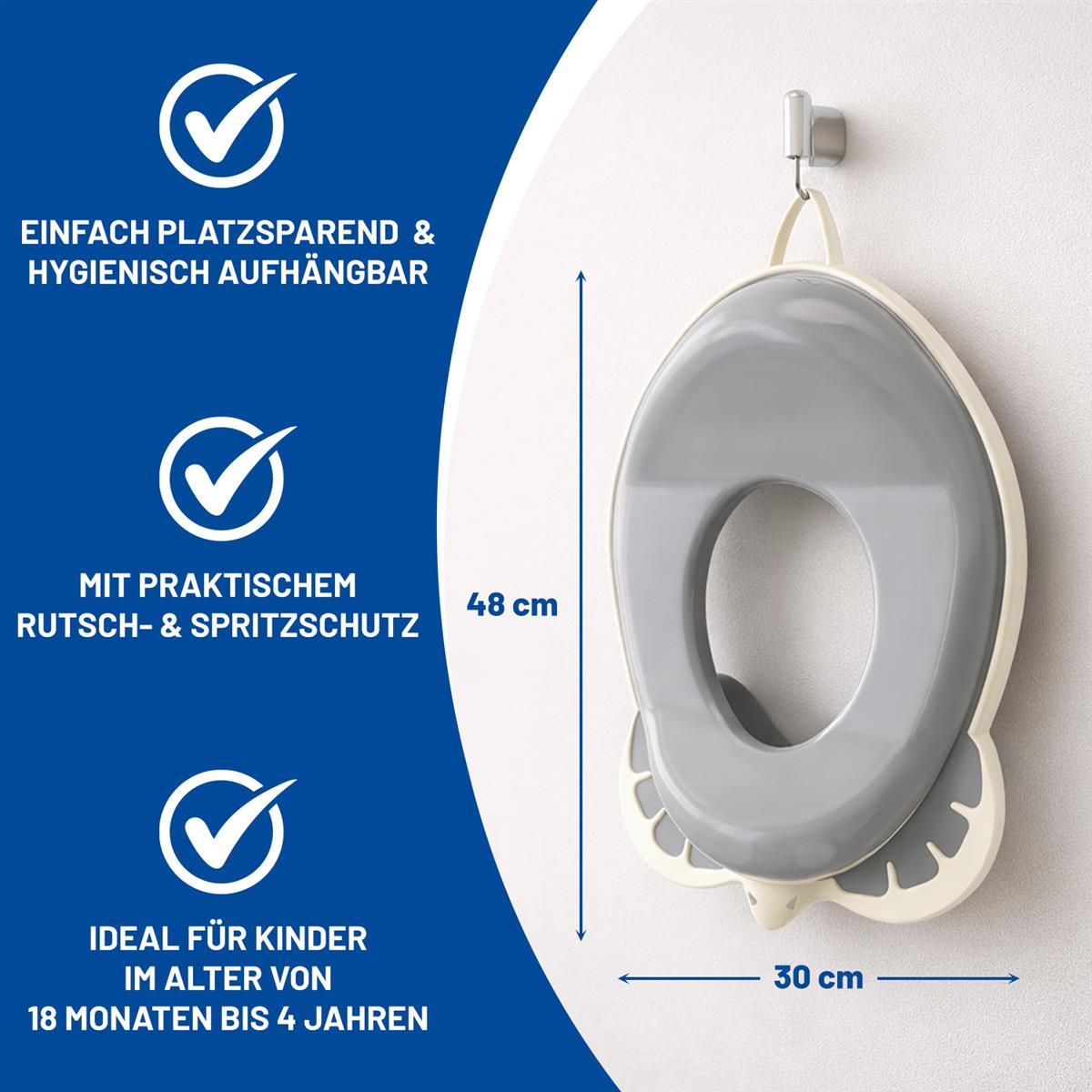 Rival Kinder-Toilettensitz grau/weiß mit Gummierung