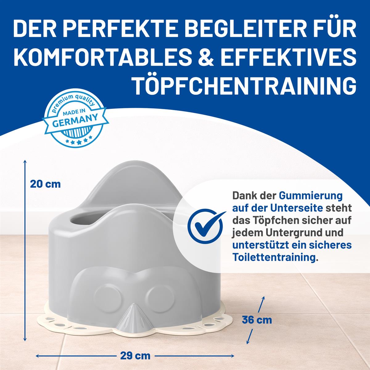 Rival Kinder-Toilettentopf grau/weiß mit Gummierung