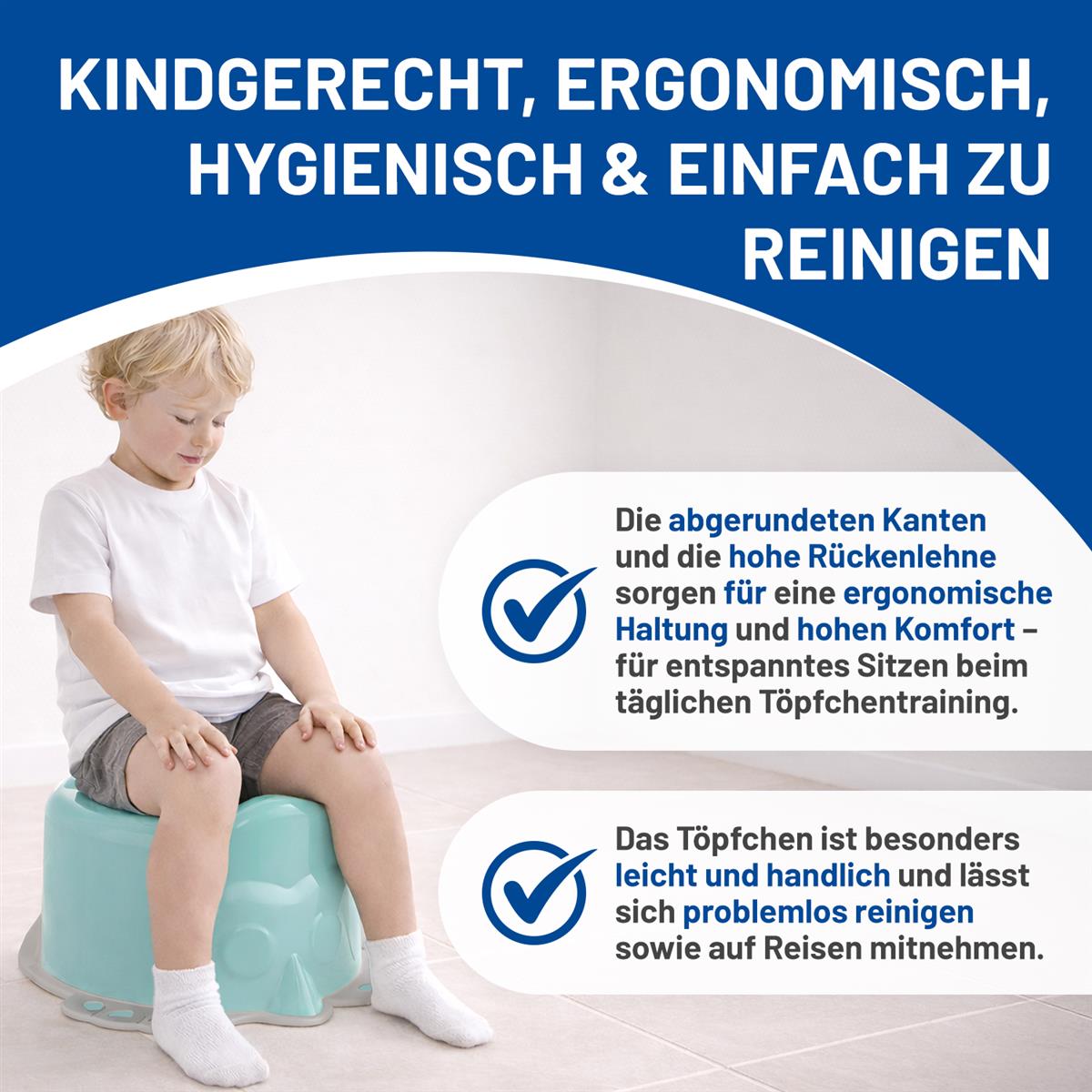 Rival Kinder-Toilettentopf blaugrün/grau mit Gummierung