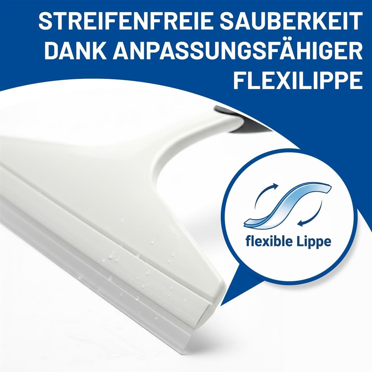 Rival Scheibenabzieher mit gummiertem Griff inkl. Ersatzlippe weiß/stahlgrau