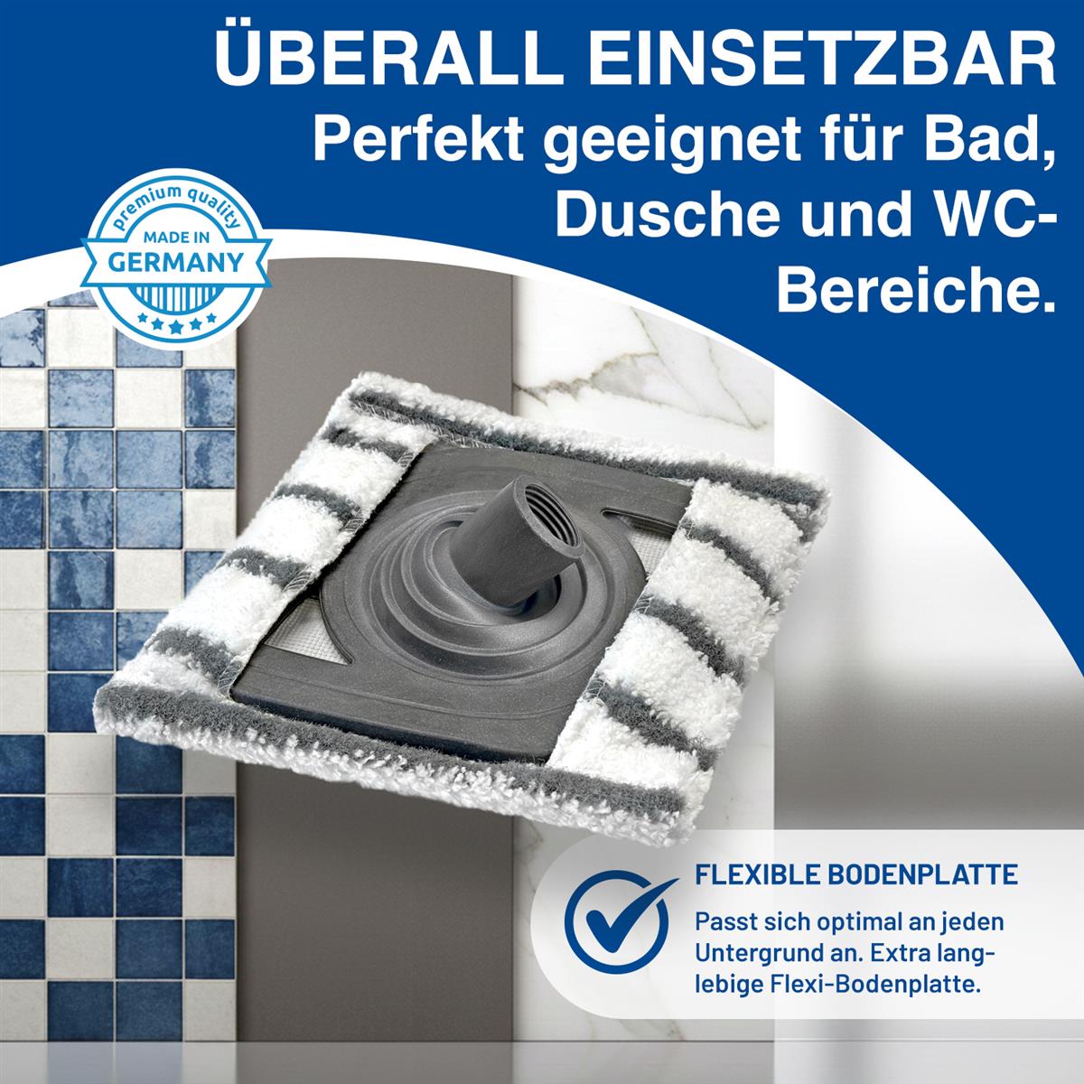 Rival Bad- und Fliesenwischer ""Flexi"" mit Microfaserbezug mit Teleskopstiel anthrazit