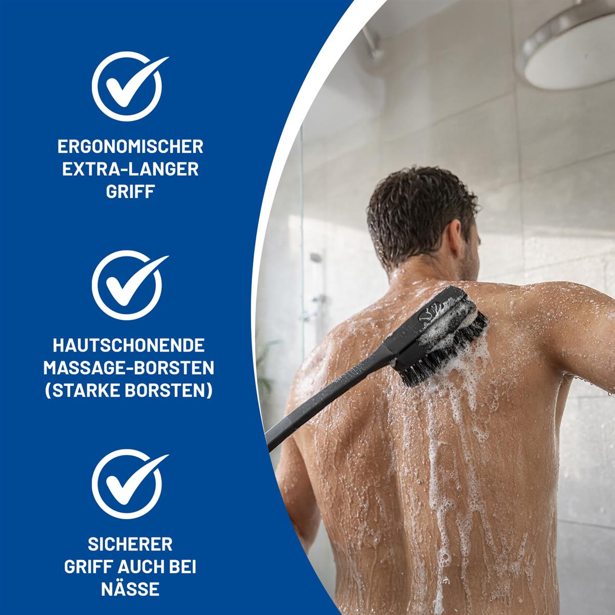Rival Badebürste mit austauschbarem Bürstenkopf – Körperbürste für Bad & Dusche – ergonomischer Griff –