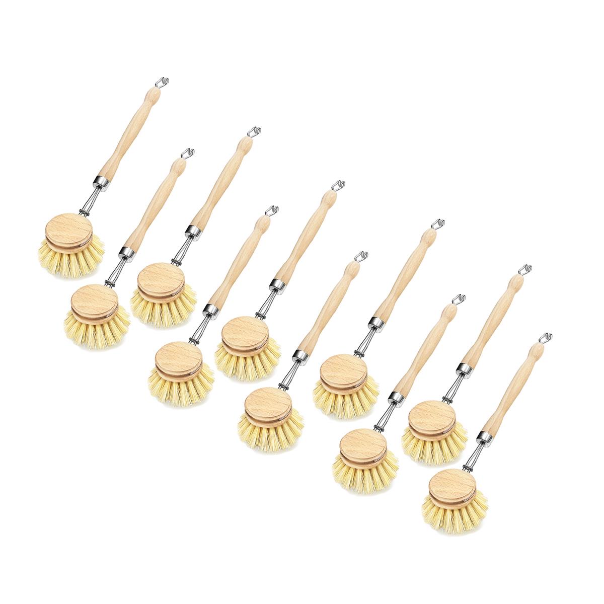 10x Spülbürste Holz Bürste Buchenholz Natur Fiber Pflanzenborsten vegan