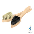 Schuhcreme Auftragebürste Schuhbürste 2er Set Holz-Naturborste Hell und Schwarz