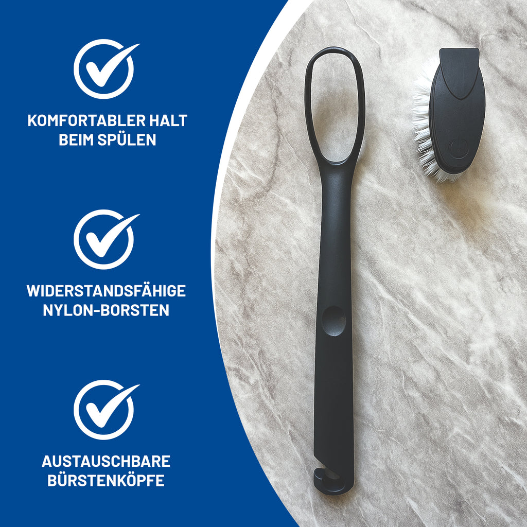 Rival 6er Set Spülbürste Euro-Line mit 5 Wechselköpfen  grau - oval